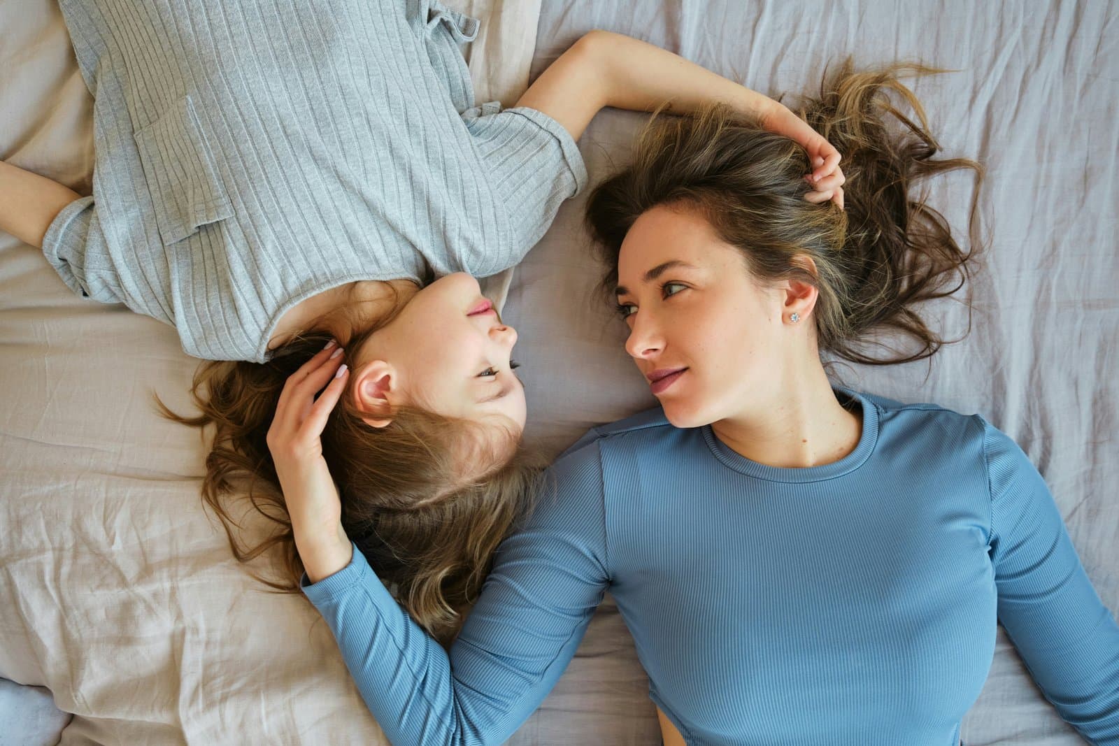 Mother and daughter sharing affection