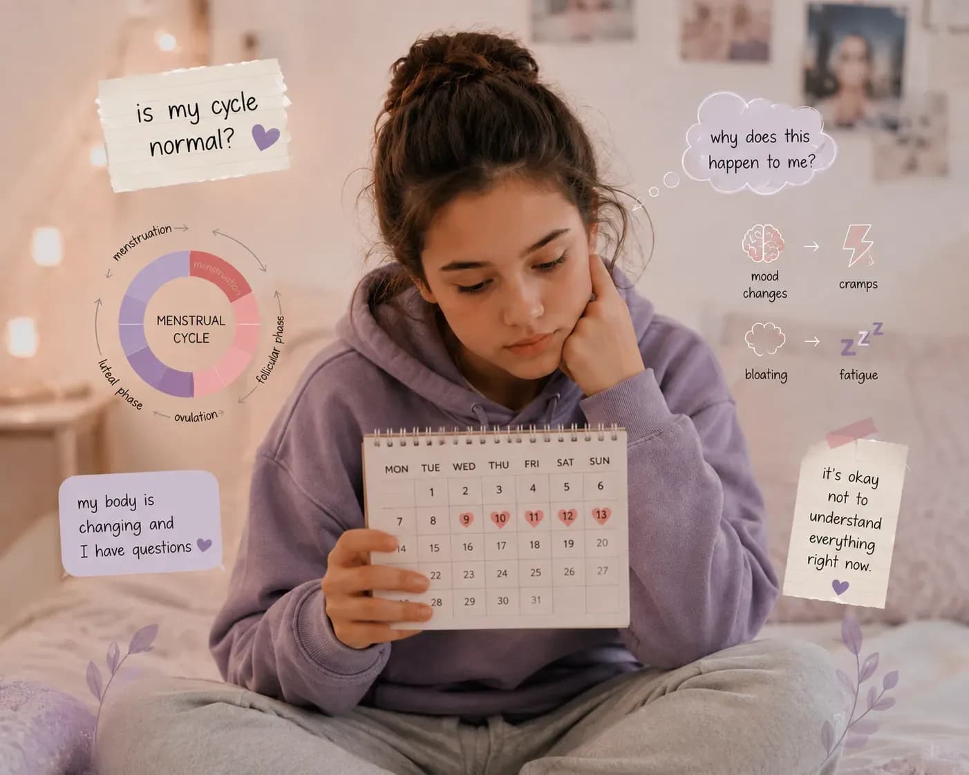 girl looking a calendar