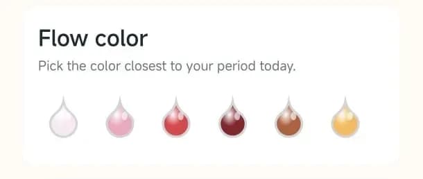 Soso app screen showing different options for tracking menstrual flow intensity.