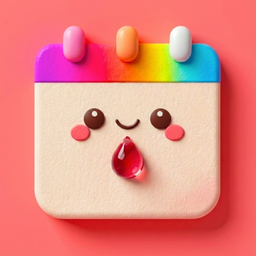 The Soso app icon: a smiling calendar with a rainbow top and a drop of red