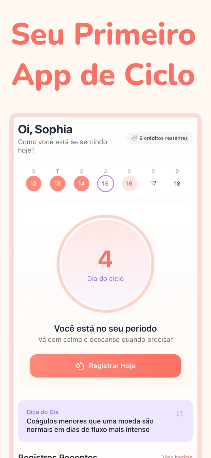 App de ciclo para primeiros períodos