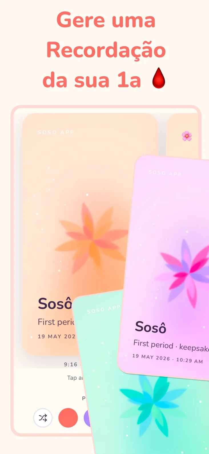 Uma lembrança digital marcando a data da primeira menstruação