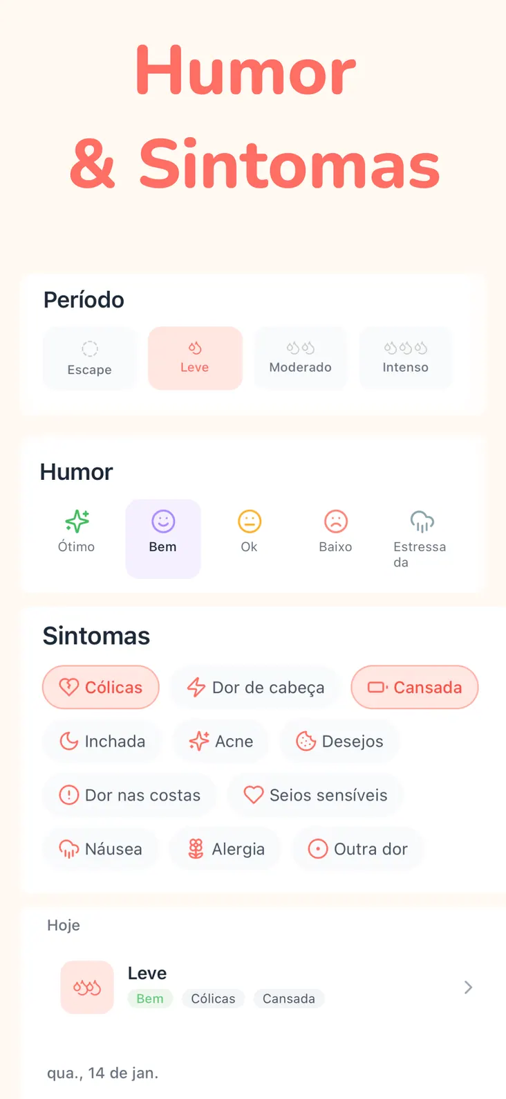 Um lembrete gentil perguntando se a menstruação já acabou